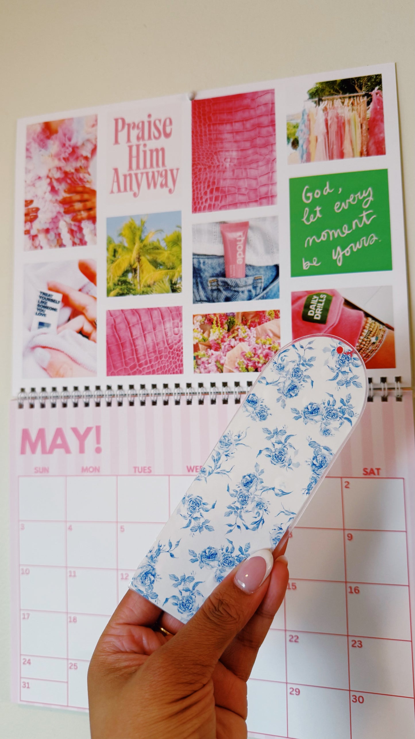 Blue Floral Bookmark