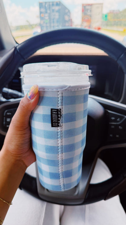 Blue Gingham Coffee Sleeve