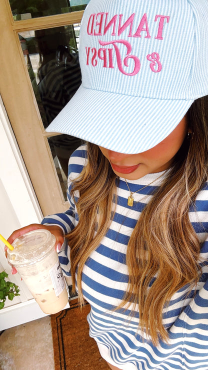Blue Stripe Tanned & Tipsy Hat