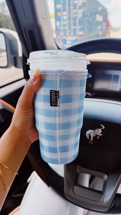 Blue Gingham Coffee Sleeve