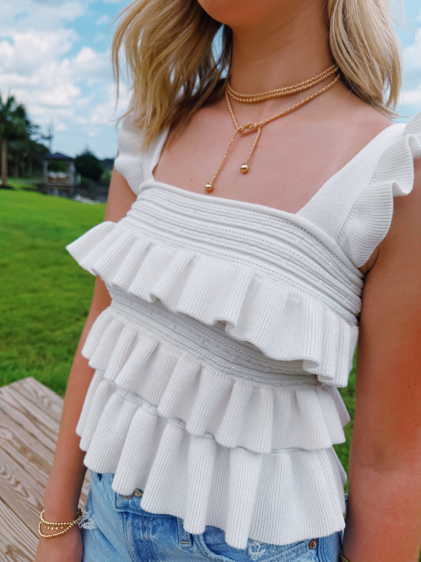 Gold Layered Lariat Necklace
