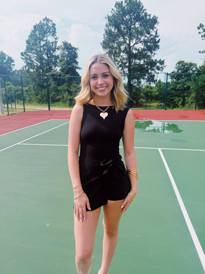 Black Wrap Tie Dress
