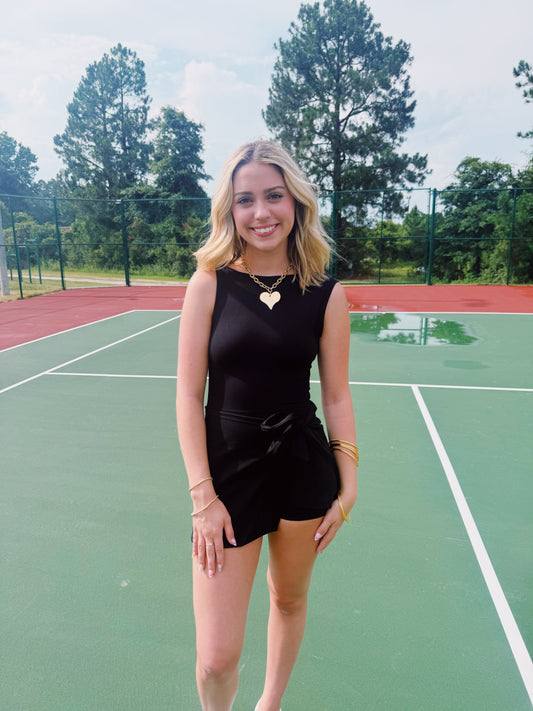 Black Wrap Tie Dress