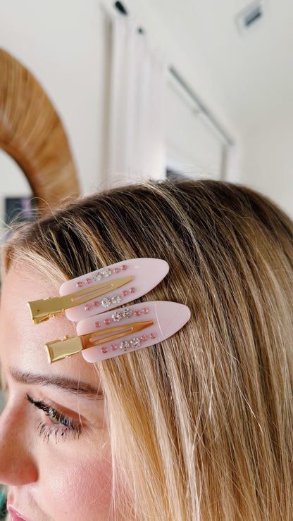 Pink Bling Makeup Clips