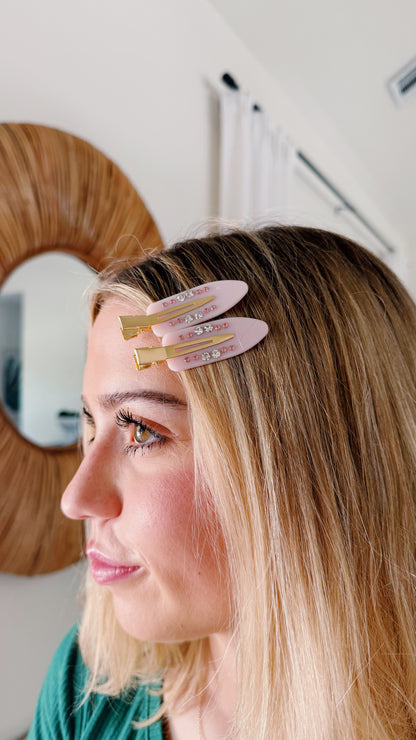 Pink Bling Makeup Clips