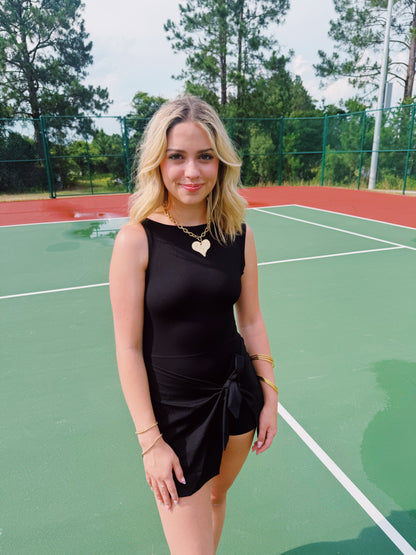 Black Wrap Tie Dress