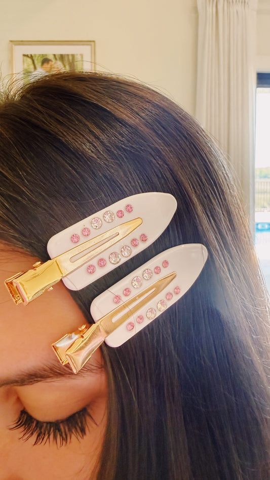 White Bling Makeup Clips