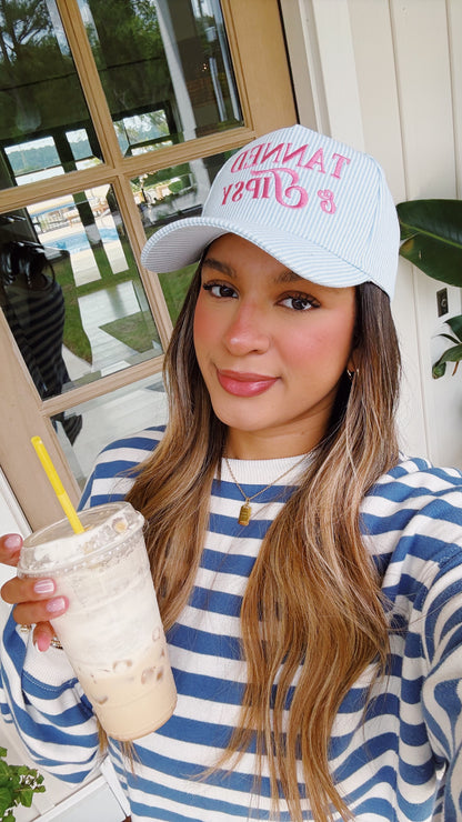 Blue Stripe Tanned & Tipsy Hat