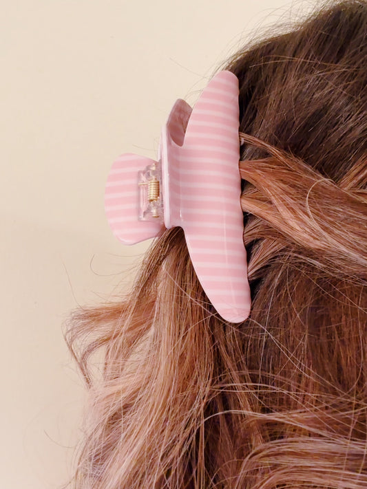 Pink Striped Hair Clip